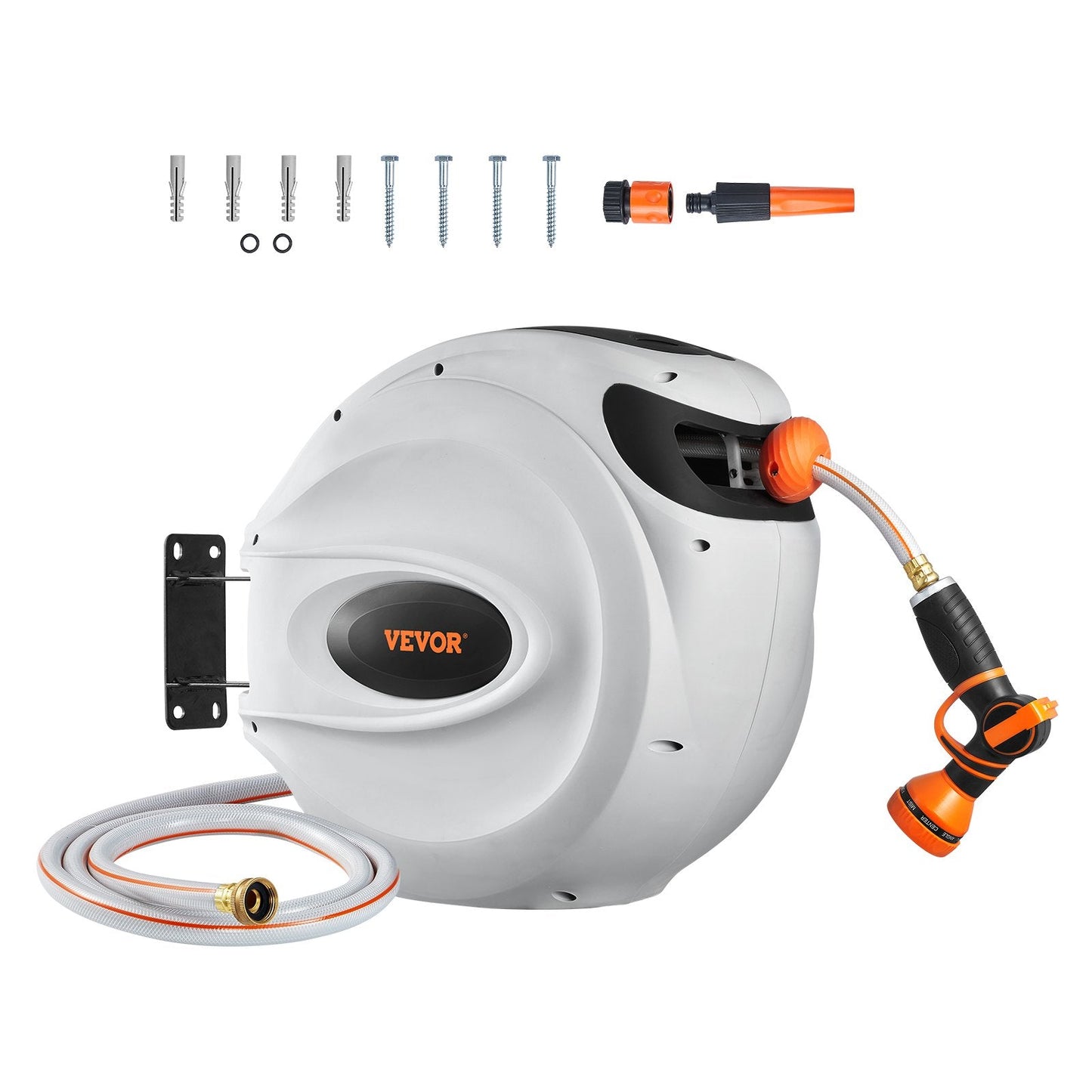 💦 130ft Heavy-Duty Hose Reel 🌟 Auto Rewind | Wall Mount 🚿 9-in-1 Spray & Tangle-Free Magic!